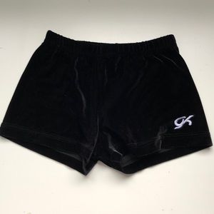 black velvet GK elite gymnastics shorts